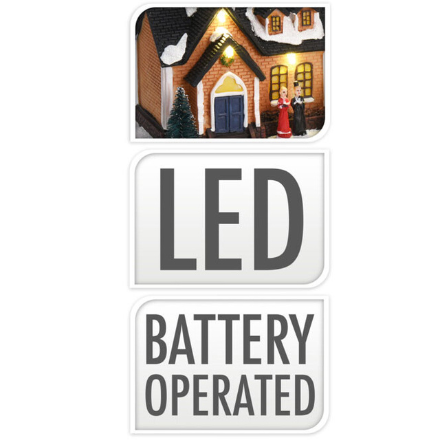 Decoratiune de Craciun Casuta de iarna, iluminata LED, 15 x 12,5 x 9,5 cm