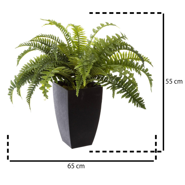 Planta artificiala in ghiveci negru, inaltime 55 cm, feriga Boston
