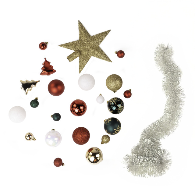 Set decoratiuni de Craciun in diferite culori, 44 de elemente