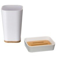 Set accesorii baie: recipient perie + sapuniera