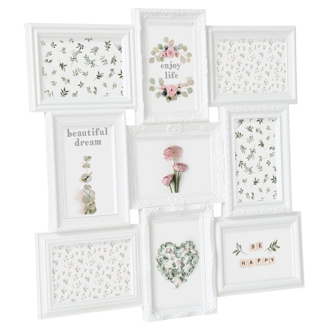 Rama foto colaj 9 fotografii, Alb, 50x50x2 cm, Atmosphera Créateur d'intérieur,