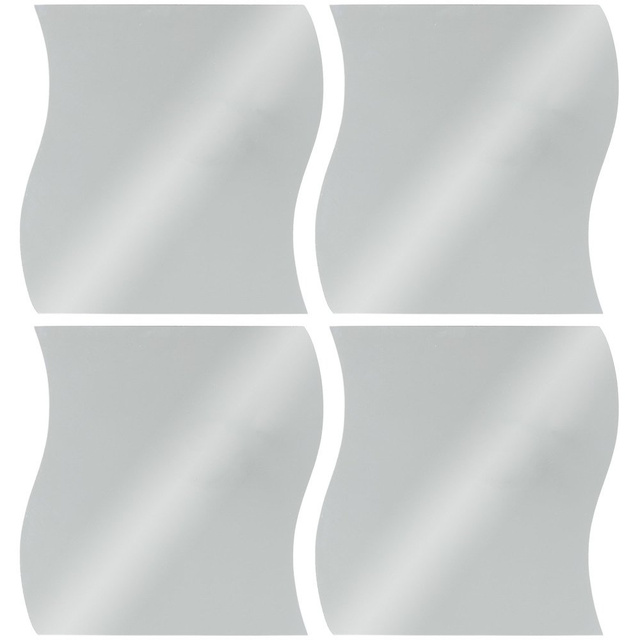 Set de 4 oglinzi decorative Atmosphera Créateur d'intérieur, 30 x 0.2 x 30 cm, Sticla, Argintiu