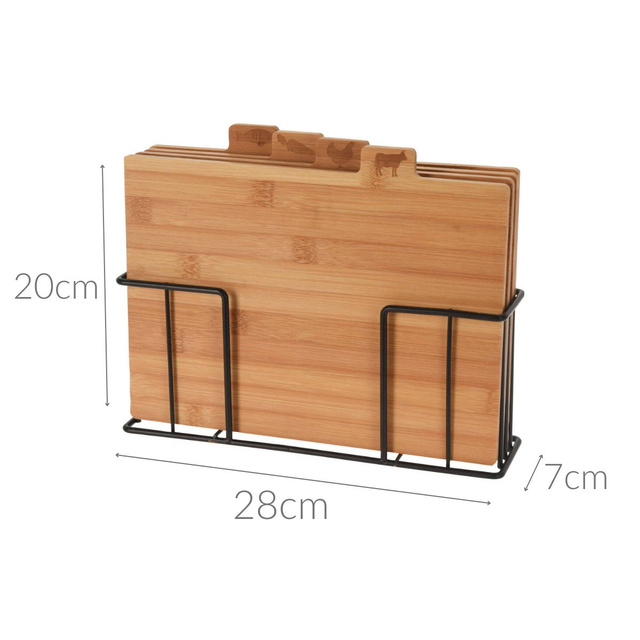 Tocatoare din bambus, 4 bucati cu suport din metal