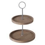 Platou decorativ din lemn Samina, doua nivele, inaltime 35 cm