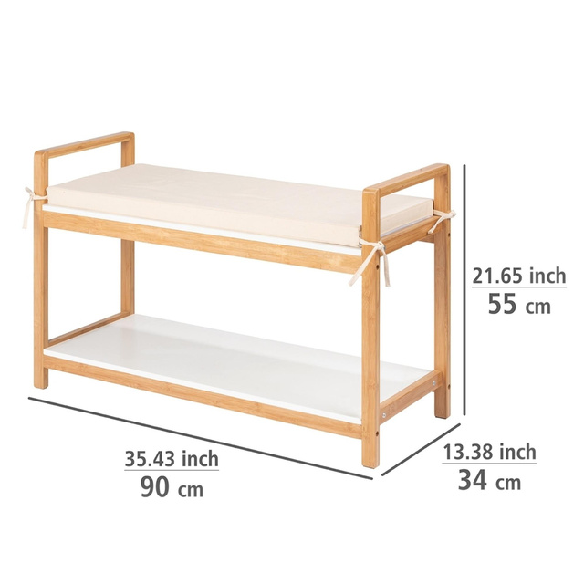 Dulap pantofi cu sezut din material textil imitand inul FINJA, WENKO