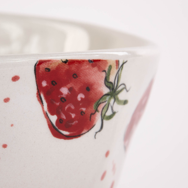 Bol ceramic pentru supa Strawberry, model capsuni, 540 ml