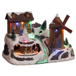 Figurina de Crăciun, moara de vânt cu iluminare LED