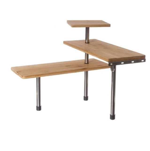 Raft de bucătărie pe colț, bambus - 3 nivele, 4 cârlige