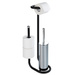 Perie WC cu suport hartie igienica UNIVERSALO, 3in1, Negru, 62x23x20 cm, WENKO