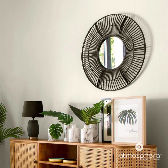 Oglinda decorativa in rama, bambus, Ø 77 cm