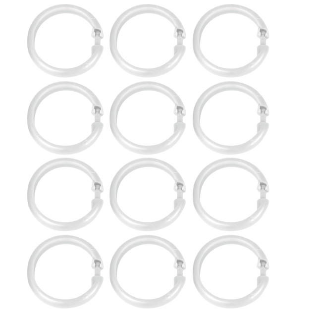 Inele pentru perdele de duș LARGE, 12 bucăți, Alb, Wenko