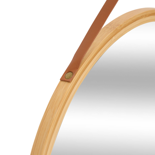 Oglindă rotundă cu ramă din bambus LOBEE, Ø 38 cm