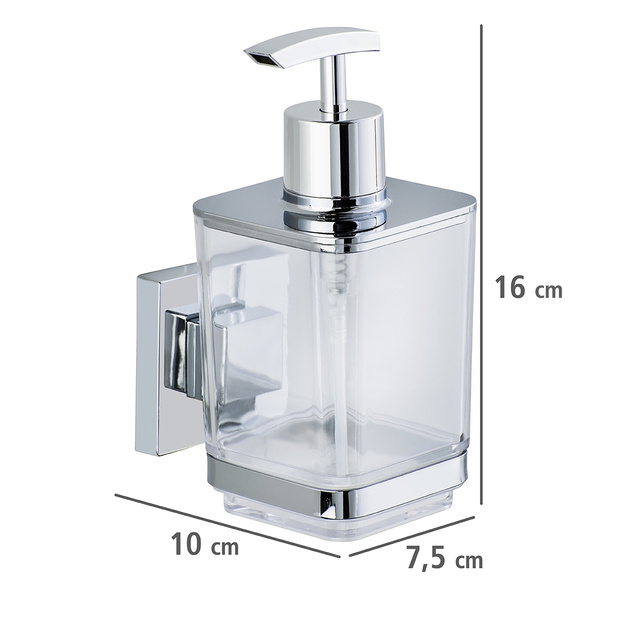 Dispenser sapun lichid cu suport QUADRO, Transparent 340 ml, WENKO