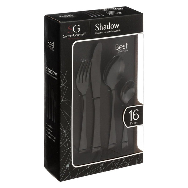 Set de tacâmuri SHADOW - 16 elemente, culoare neagră