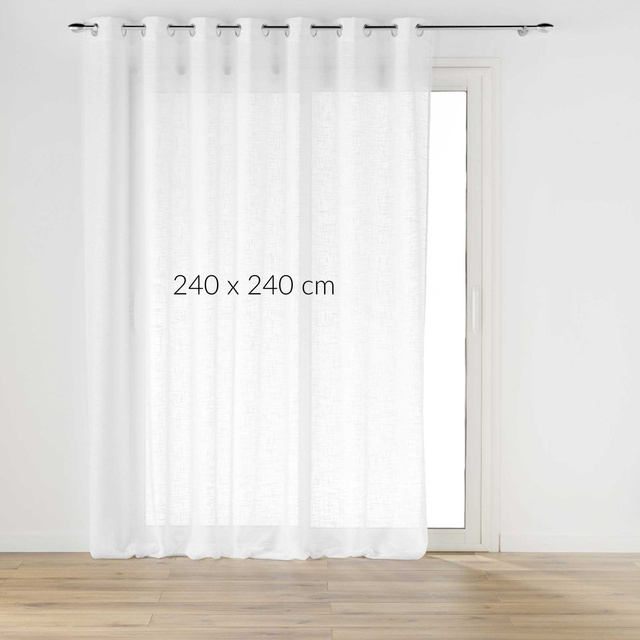 Perdea largă cu inele, cu efect de in, HALTONA, 400 x 240 cm