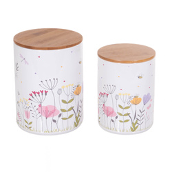 Recipiente de bucatarie din ceramica cu flori de camp Florina, 2 bucati