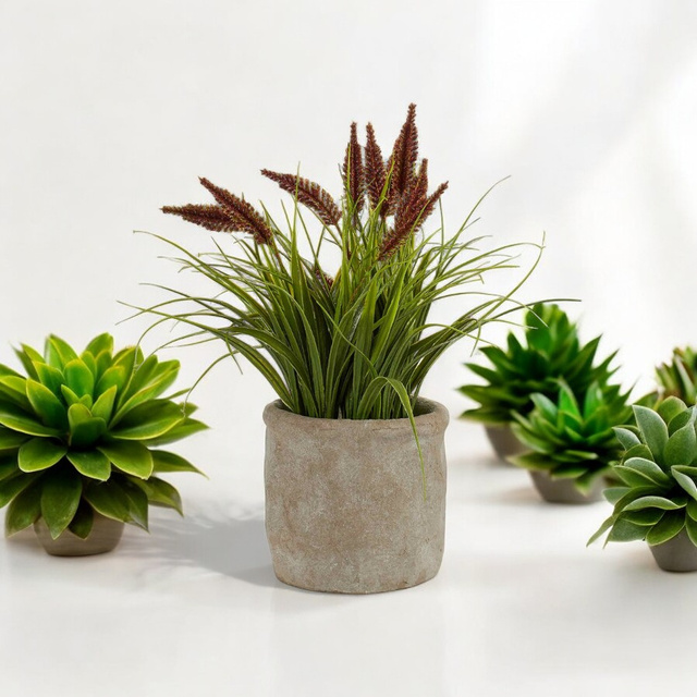 Iarba artificiala in ghiveci de beton, 30 cm