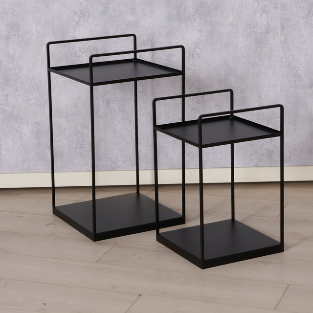 Set 2 măsuțe de cafea loft Como, negru