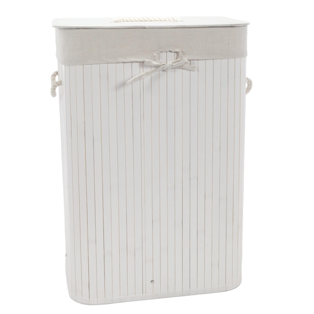 Coș de rufe alb din bambus, 72 l