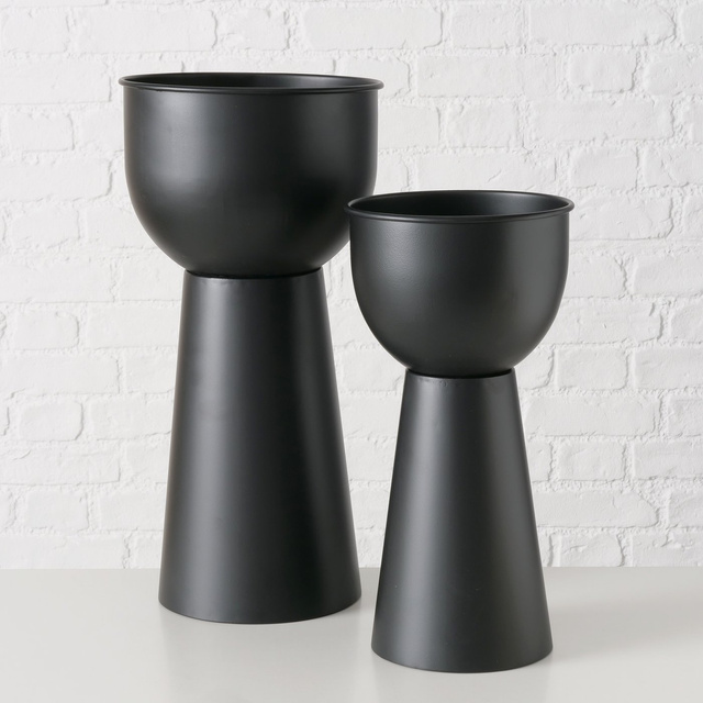 Set 2 suporturi pentru flori, metal Rex, negru