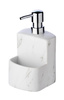 Dispenser săpun lichid FESTIVAL cu recipient pentru burete, ceramică cu motiv de marmură, 380 ml, WENKO