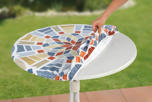 Fata de masa pentru o masuta de gradina, motiv mozaic, Ø 70 - 90 cm