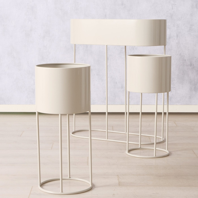 Set 3 suporturi pentru flori Aurela, alb