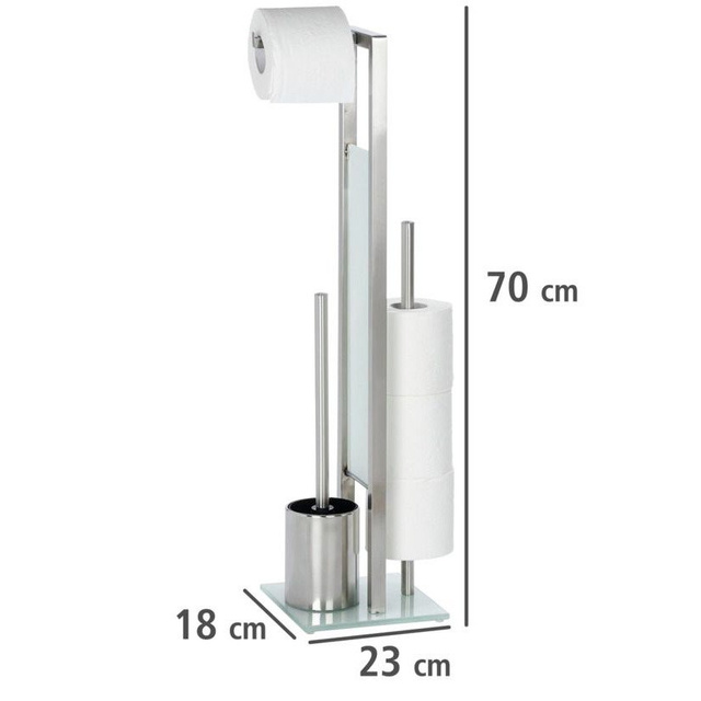Suport pentru hârtie igienică și perie de toaletă, RIVALTA - 3 în 1, WENKO, argintiu mat.