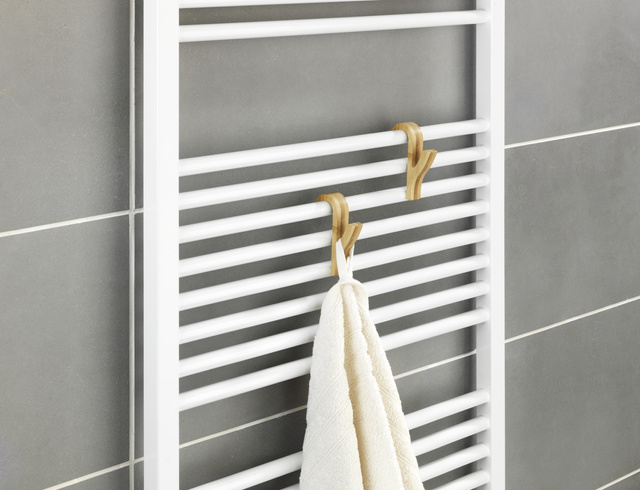 Carlige pentru calorifer din bambus, 2 buc.