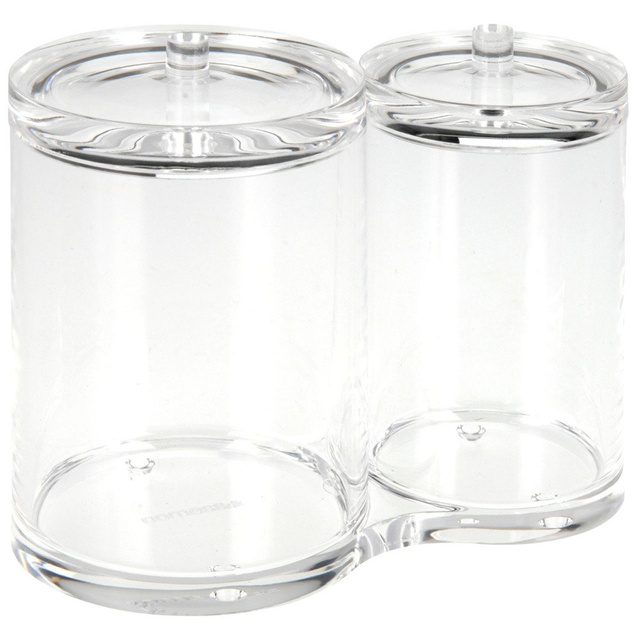 Recipient dublu de depozitare pentru articolele de baie Eleganza, Acril, 14.5x12 cm, Transparent