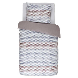 Set de lenjerie din bumbac satinat cu modele geometrice, gri, 140 x 220 cm, Esprit