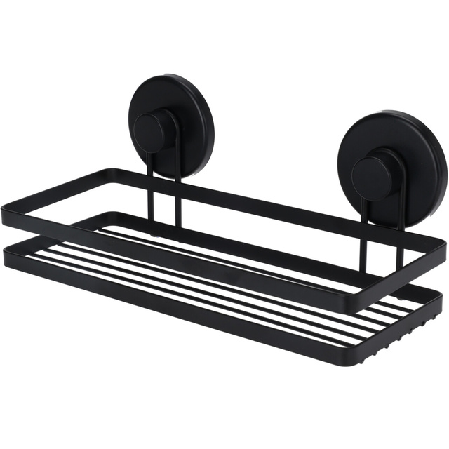 Coș de baie cu ventuze negru, 25 x 10 x 8,7 cm