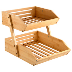 Organizator bucatarie cu doua cosuri, bambus
