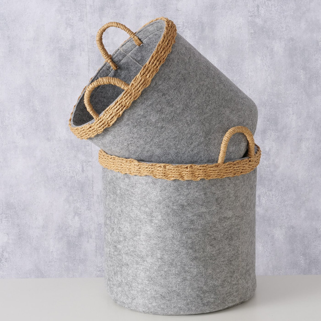 Set 2 cosuri depozitare Nilo, fetru, rotunde