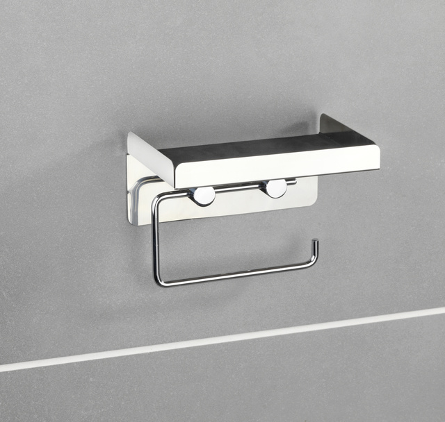 Suport pentru hârtie igienică cu raft pentru șervețele umede - 2 în 1, WENKO