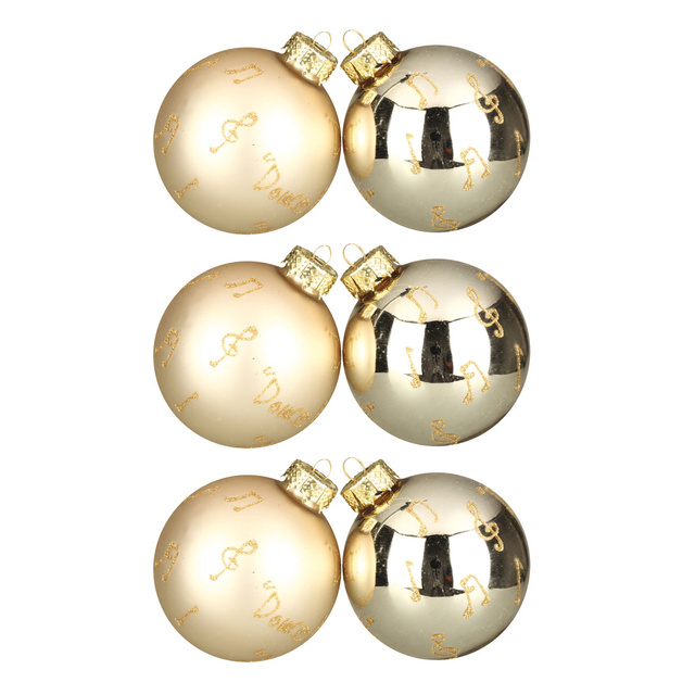 Set 6 globuri de culoare sampanie, 6 buc, 7 cm