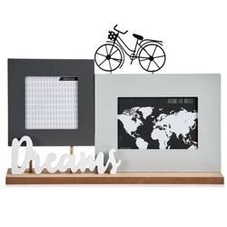 Cadru foto pentru 2 fotografii, cu inscriptie si bicicleta decorativa