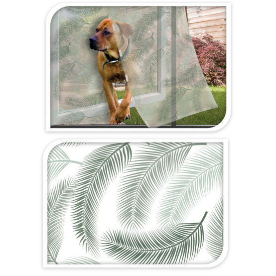 Plasa de protectie pentru usa balconului, 220 x 50 cm, cu model de frunze, 2 bucati