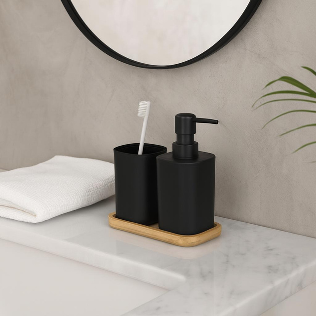 Set de baie CUB, negru, 3 piese