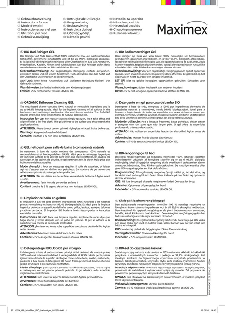 Gel curatare pentru baie BIO, 99,9% biodegradabil, 500 ml