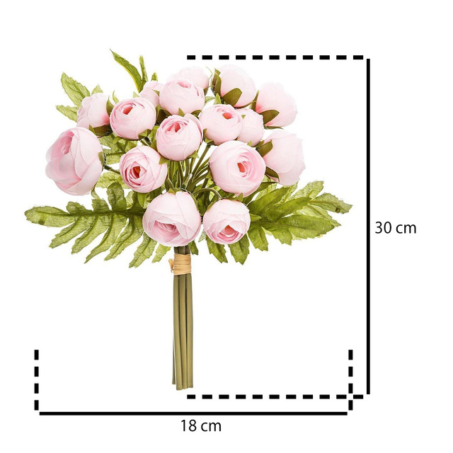 Flori artificiale pentru vaza, 18 bujori, 30 cm