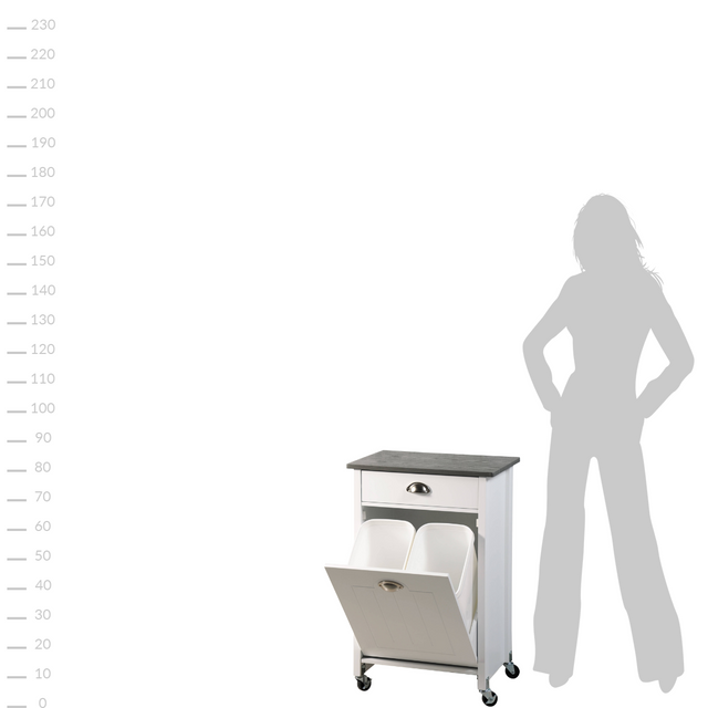 Cărucior de bucătărie echipat cu coș de separare a deșeurilor, un ajutor de bucătărie practic și stilat