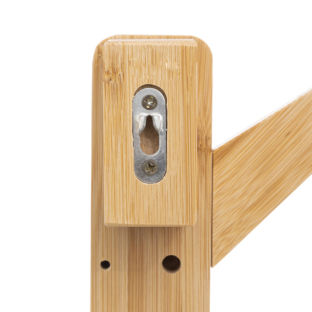 Cuier de perete, din bambus, 6 carlige, 78 cm