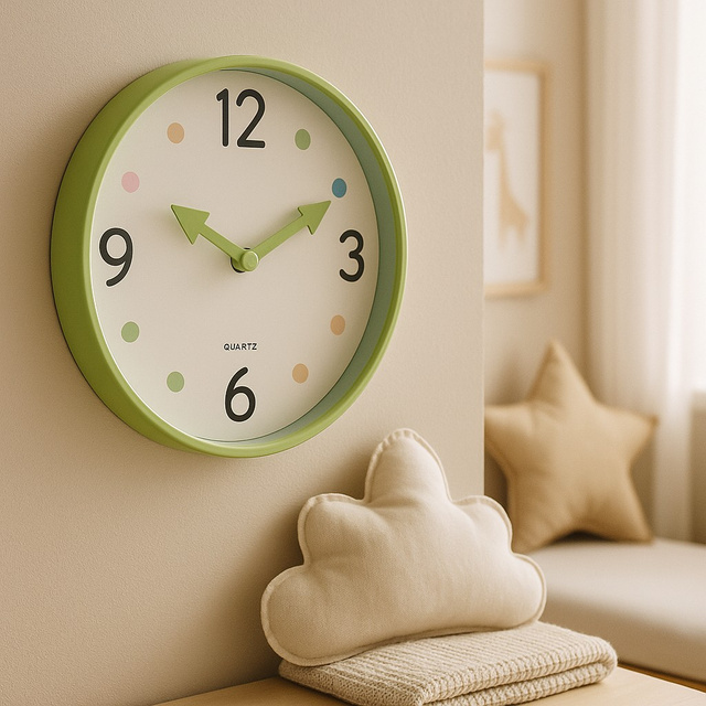 Ceas pentru camera copilului SAFI, Ø 25 cm, verde