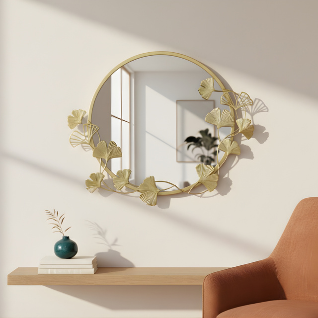 Oglindă rotundă de perete cu ramă decorativă SOL, Ø 50 cm