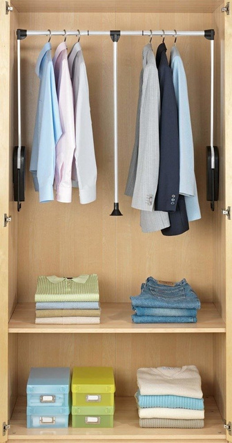 Cuier pentru haine cu tija telescopică, mâner pentru instalare în dulap - lățime 87 - 130 cm, WENKO