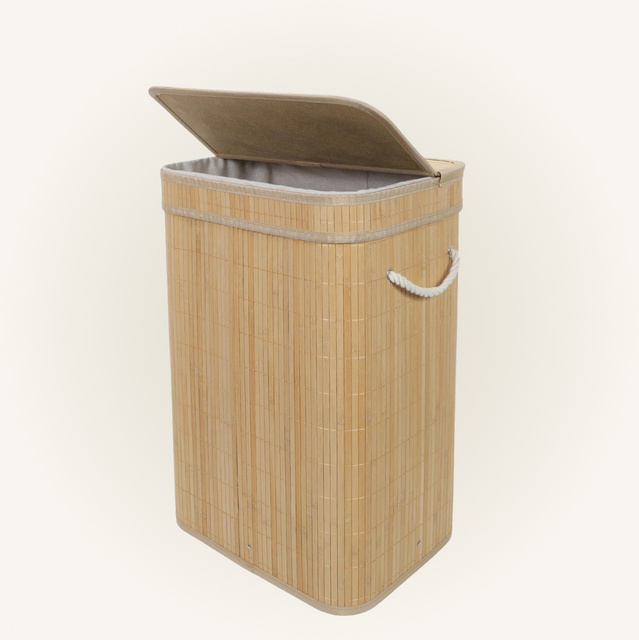 Coș de rufe din bambus cu capac, 80 l