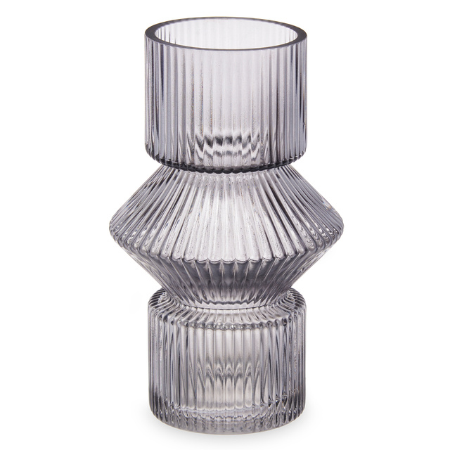 Vaza din sticla, canelata, 9,5 x 16,5 cm