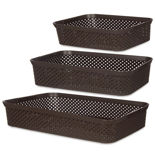 Coșuri din plastic pentru depozitare, set 3 buc.