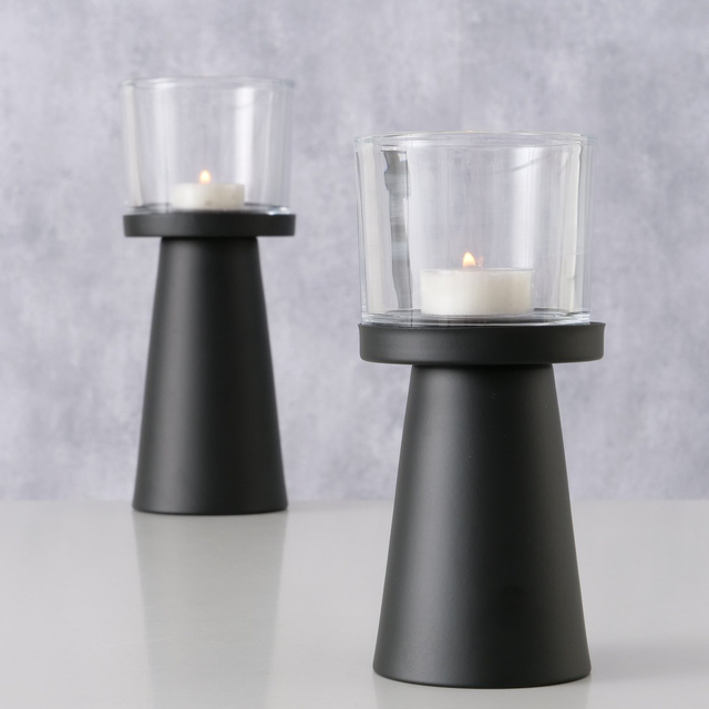Set 2 sfeșnice  moderne Pius,  negru